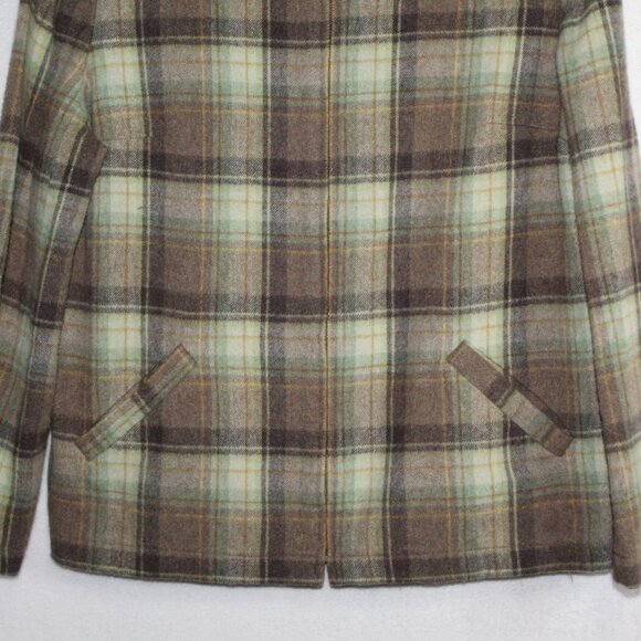 Vintage 90s Evan Picone womens jacket size 16 green plaid wool blend 70s style - Picture 4 of 10
